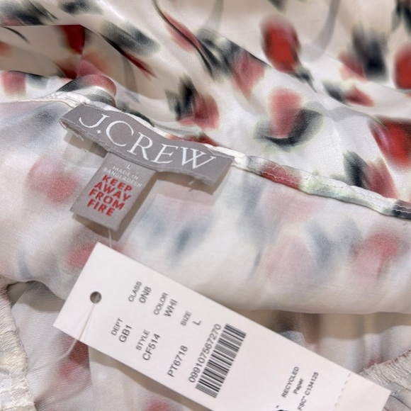 J. Crew CF514 Blurry Cherry Print Chemise sz L NWT - Picture 6 of 7